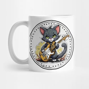 Black Cat With a Bass Guitar Mug